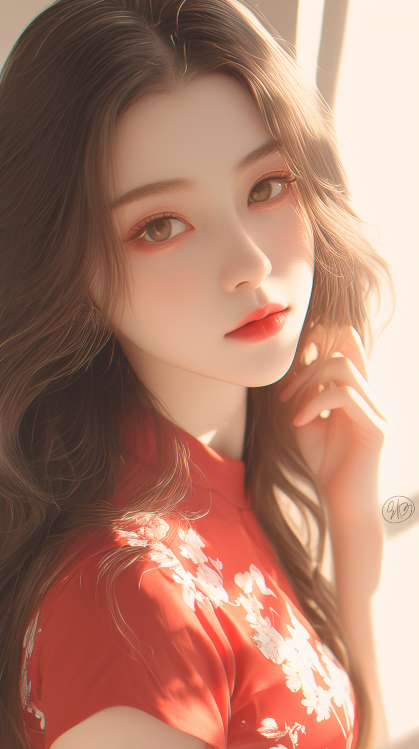 手机壁纸｜”红衣佳人，温婉如玉，美若天仙。” - 炫图天下