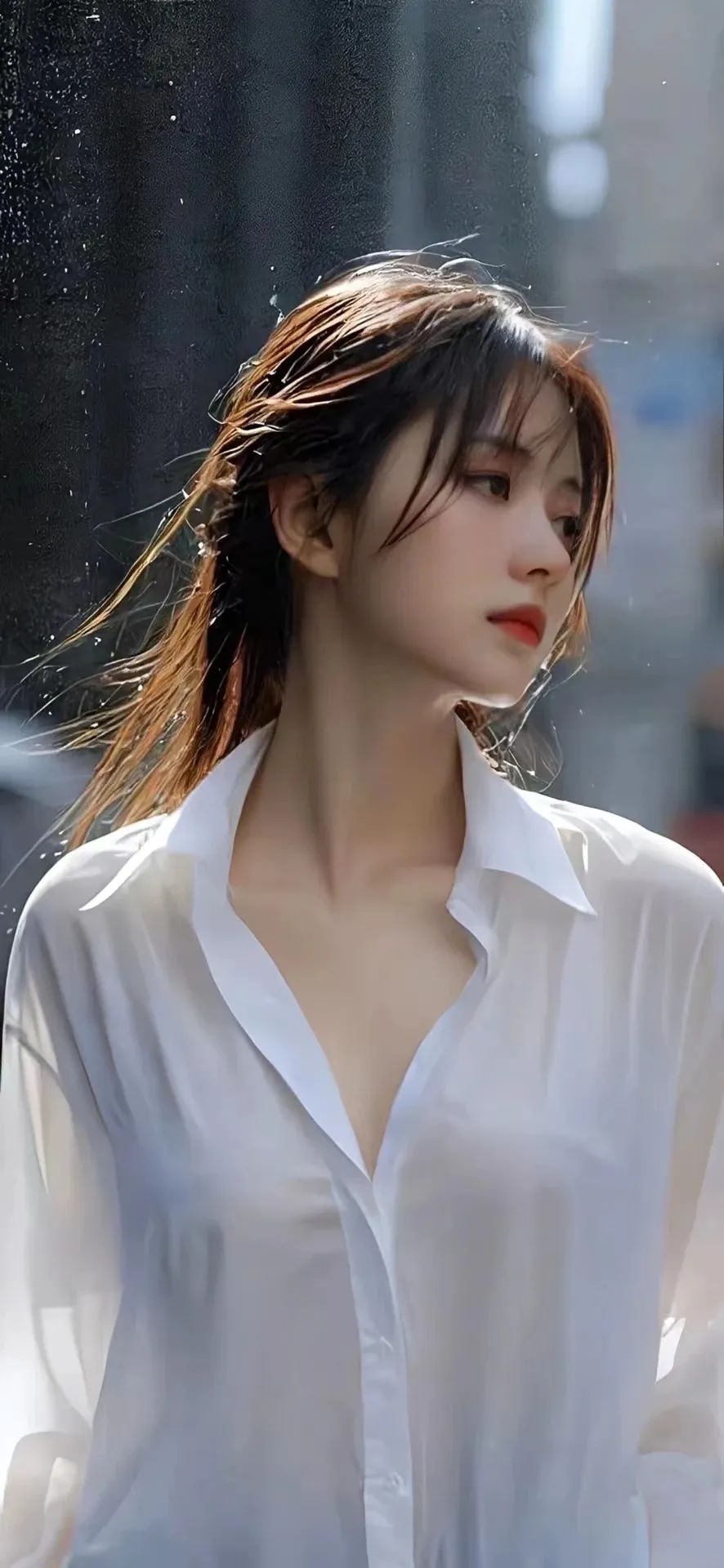 渣男专属 | 穿衬衣淋雨的小姐姐 淋着雨都很美 - 炫图天下
