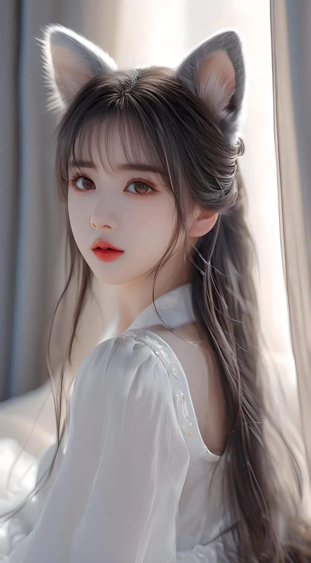 手机壁纸｜萌猫耳少女，纯真与可爱的结合 - 炫图天下