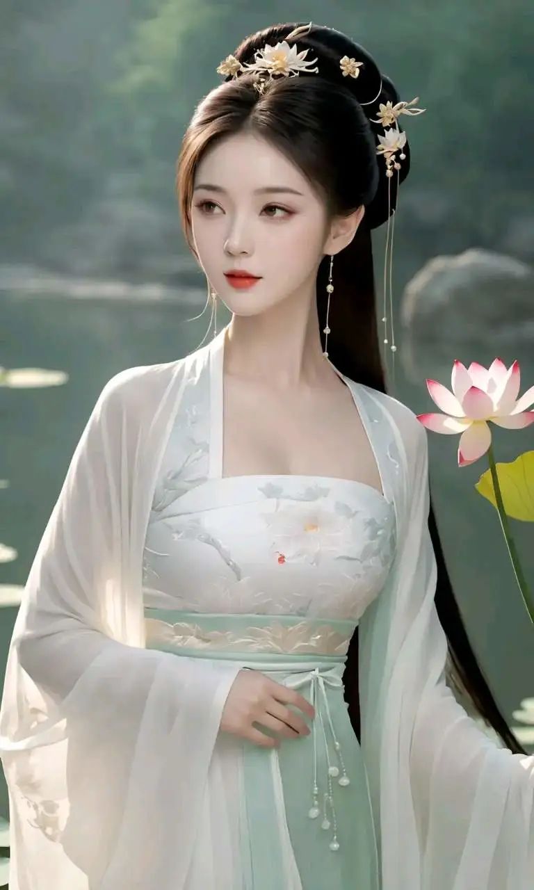 国风古韵汉服唯美，荷花仙子：通过自律实现自我提升 - 炫图天下