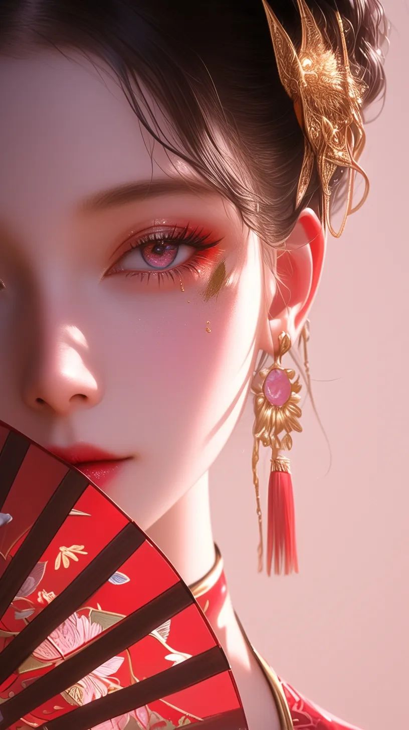 手机壁纸｜折扇美女 - 炫图天下
