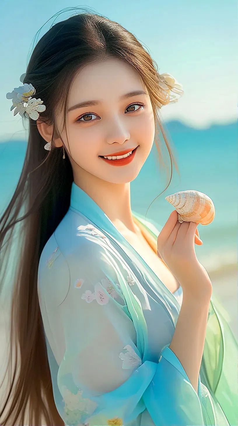 古风美女夏日海边写真壁纸︳好美 - 炫图天下