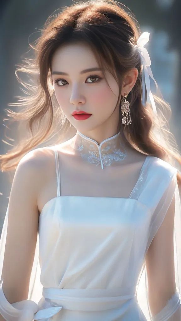 AI白裙少女 冷艳忧郁：不熟悉的人结婚通知你，要不要去？ - 炫图天下