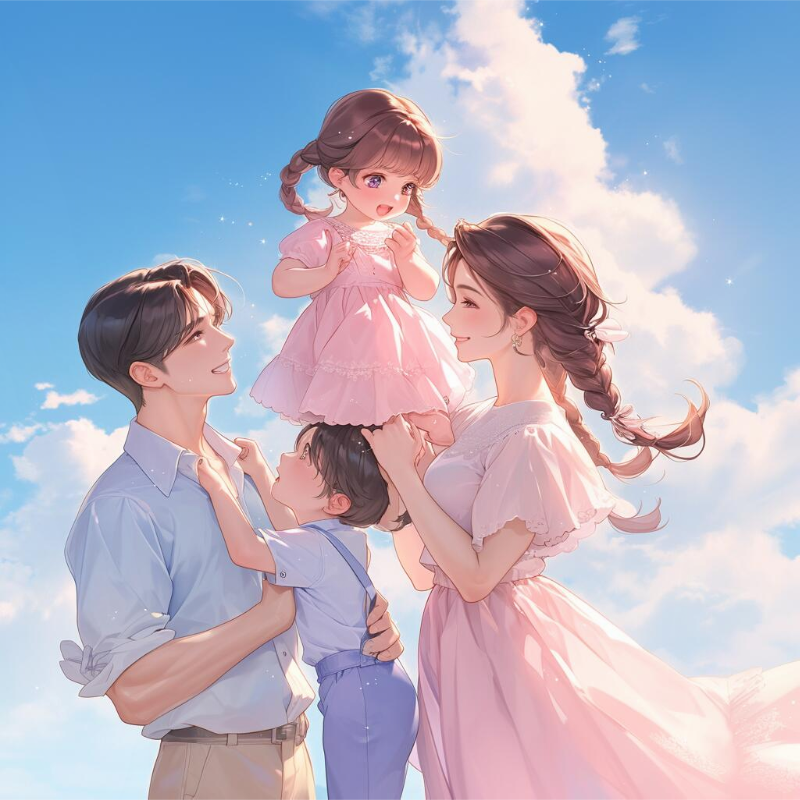 一家四口亲子头像||全家福 - 炫图天下