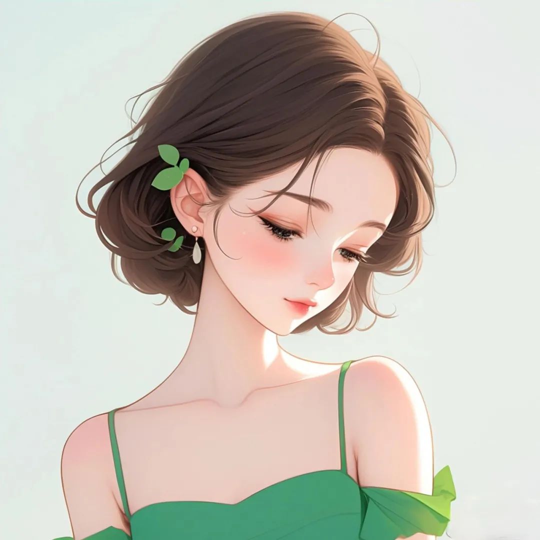 浅绿系短发女生头像 - 炫图天下