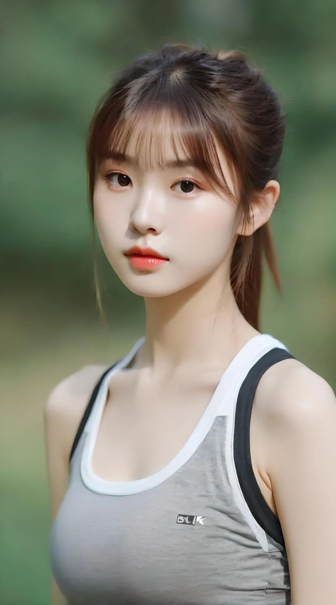 紧身运动背心美女写真高清壁纸 - 炫图天下