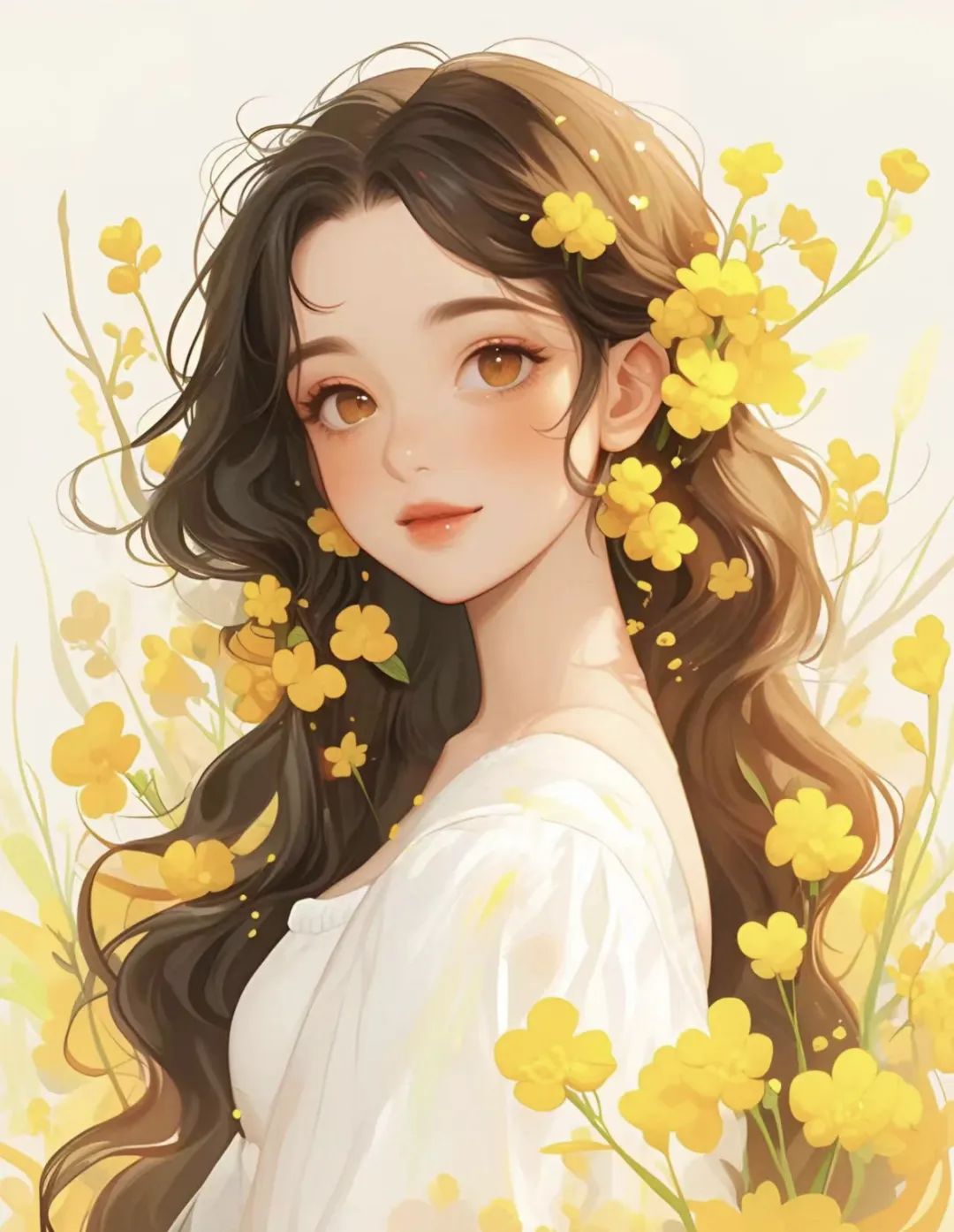 黄色小花甜美女生头像 - 炫图天下