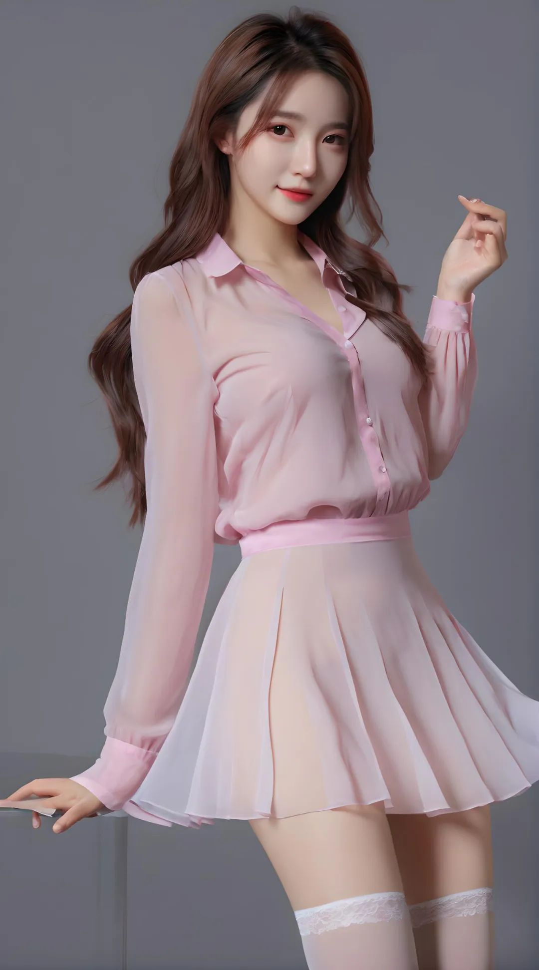粉色百褶裙美女高清壁纸 - 炫图天下