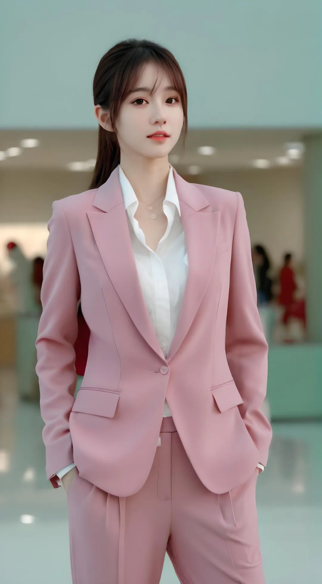 粉色西装美女：飒爽多姿 - 炫图天下
