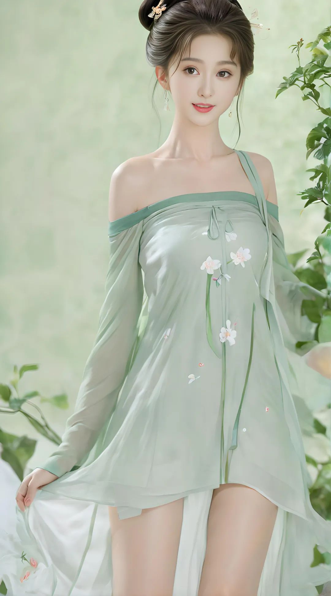 高清壁纸 | 古装连衣碎花裙美女，花容月貌如仙女下凡 - 炫图天下