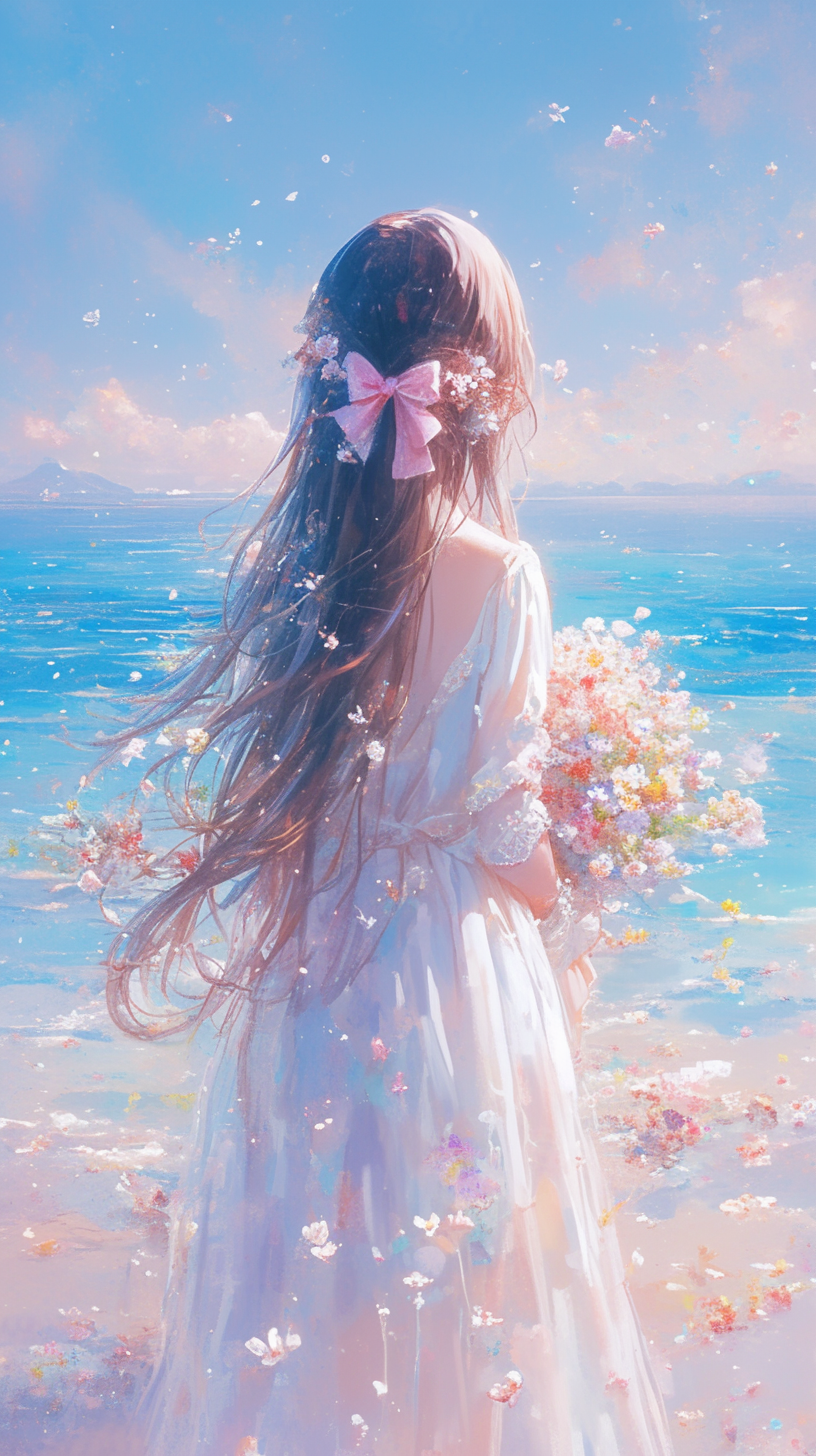 海边唯美女生壁纸 - 炫图天下