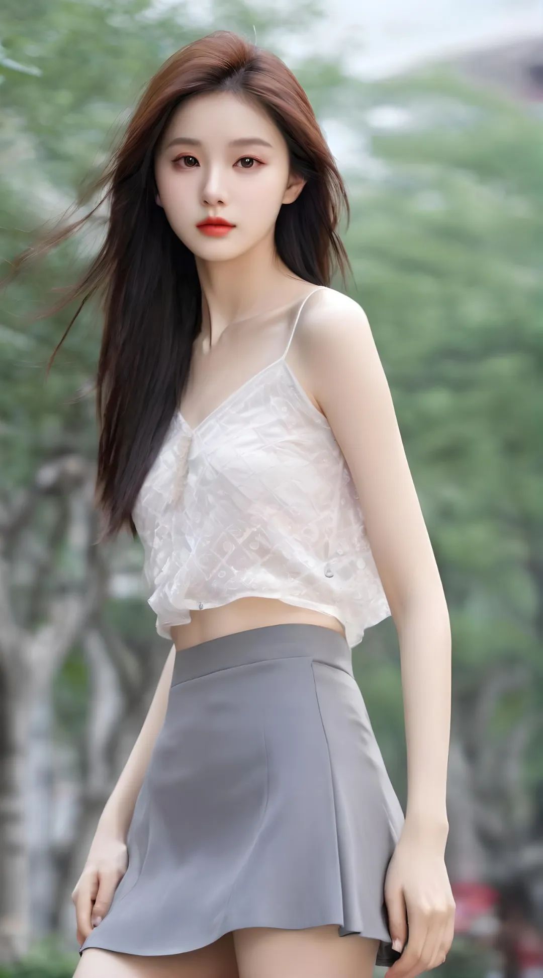 AI美女 | 身材苗条的超短裙甜美女孩，如花般绽放的精灵 - 炫图天下