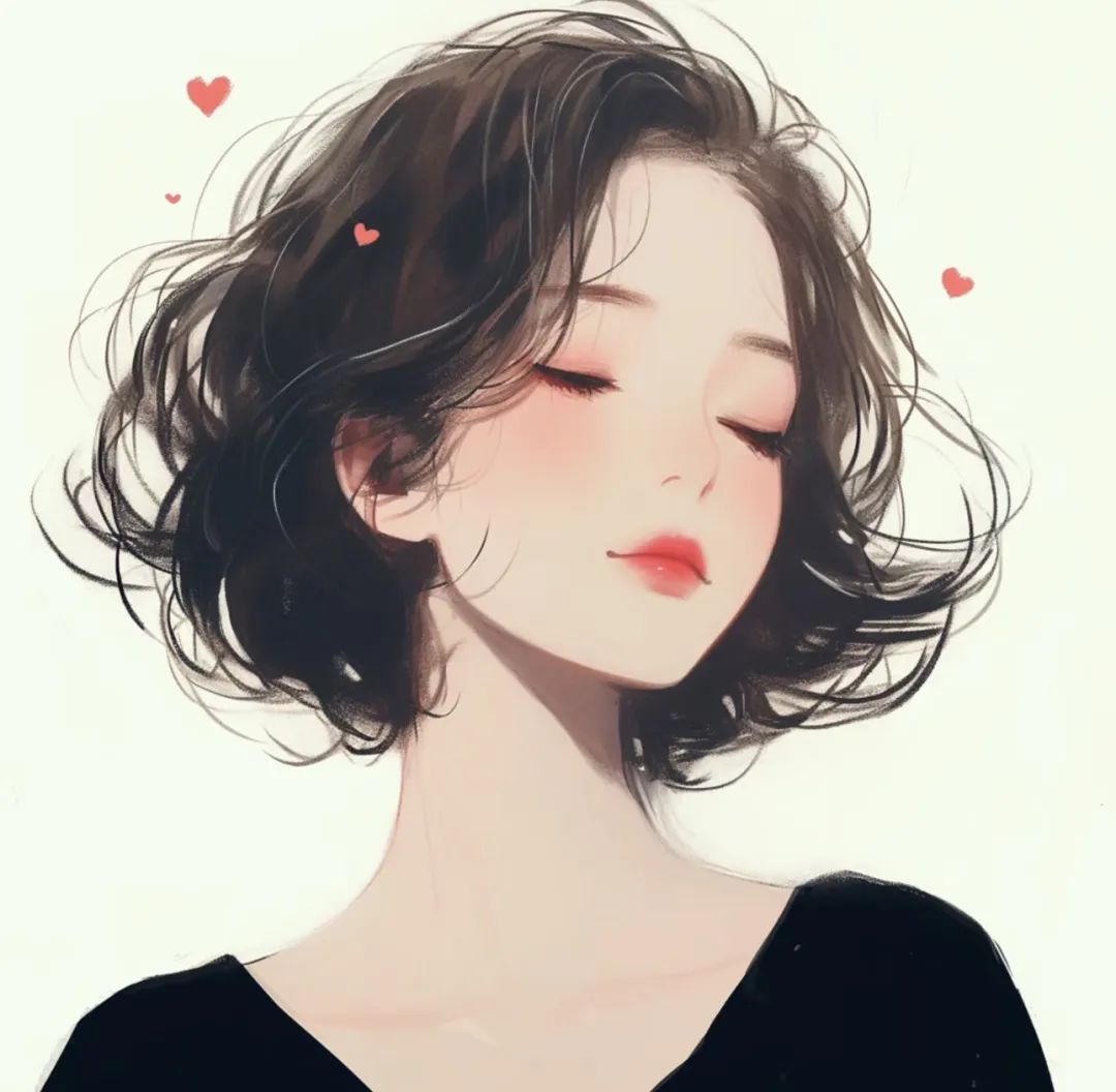 黑衣短发女生头像 - 炫图天下