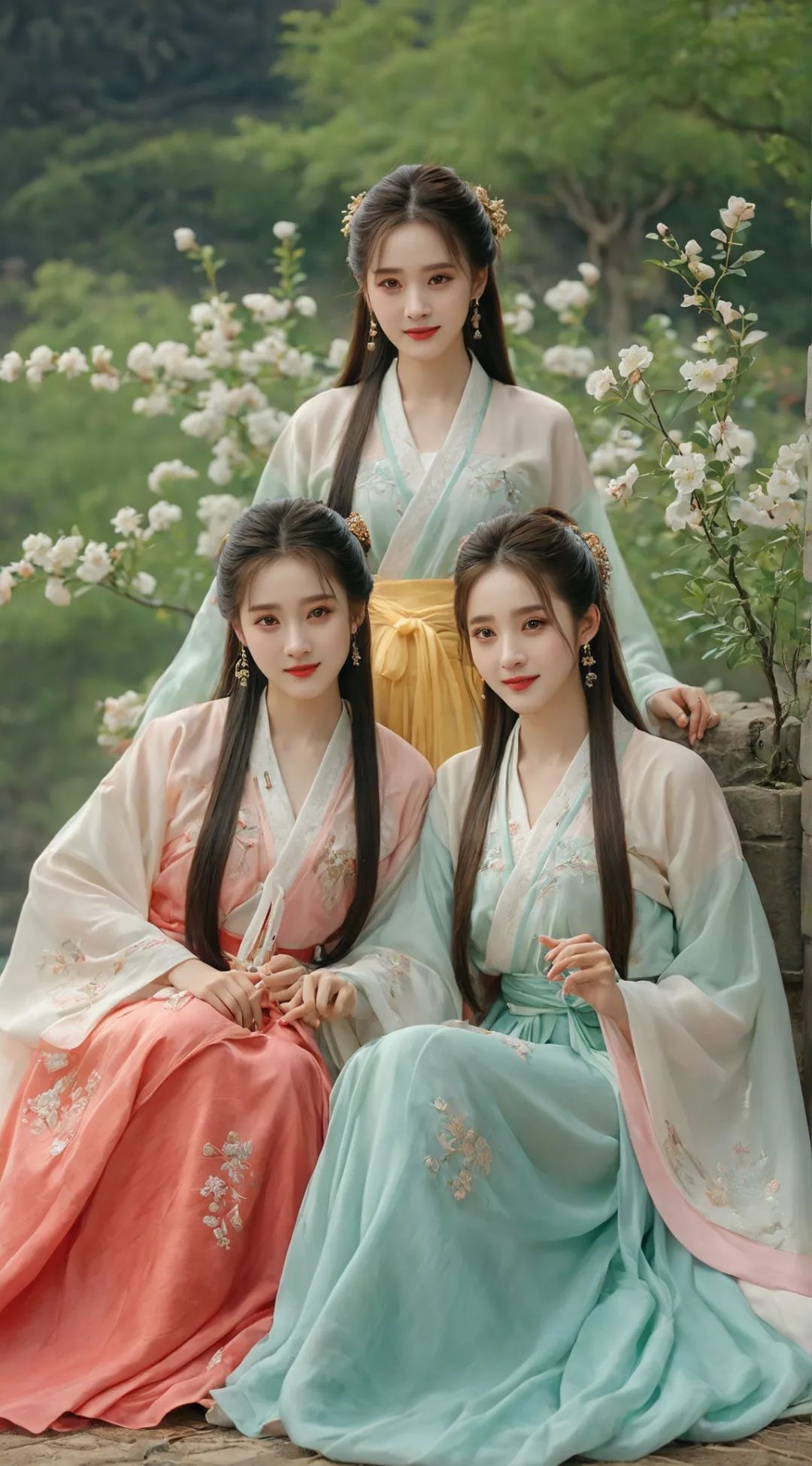 刺绣汉服美女姐妹花 - 炫图天下