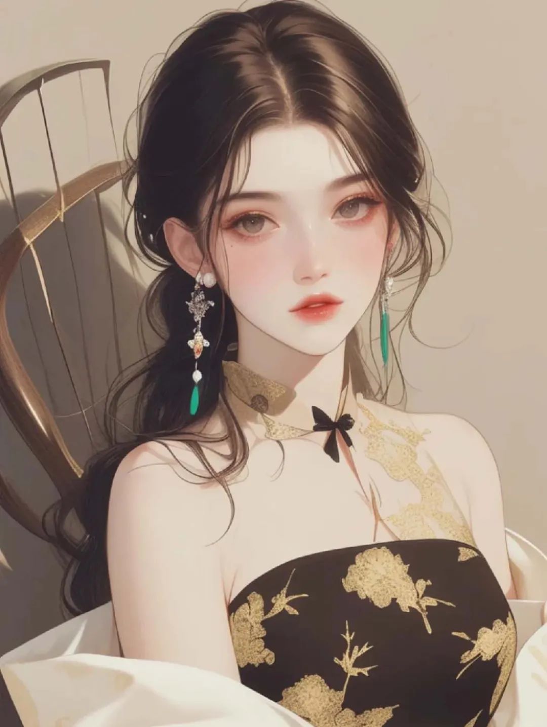 清冷旗袍女神头像 - 炫图天下