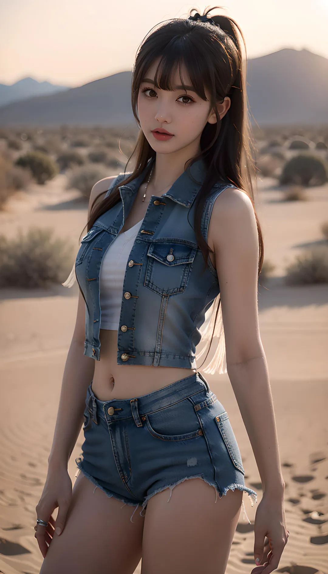 AI美女 | 牛仔热裤，身材丰满，性感火辣 - 炫图天下