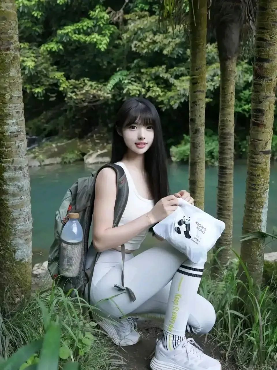 周末，小姐姐等你来爬山 - 炫图天下