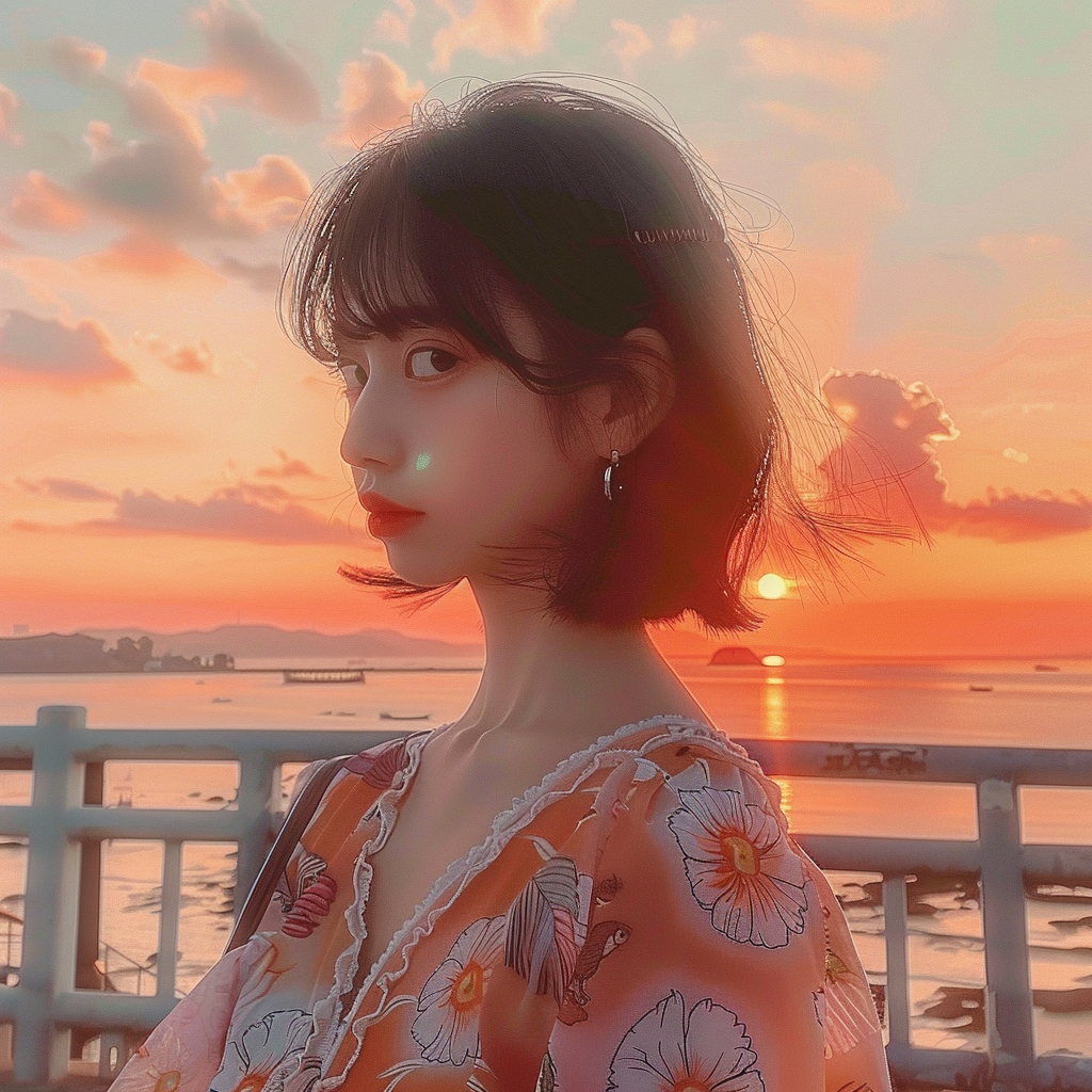 WeChat女生头像/日出下的短发女头 - 炫图天下