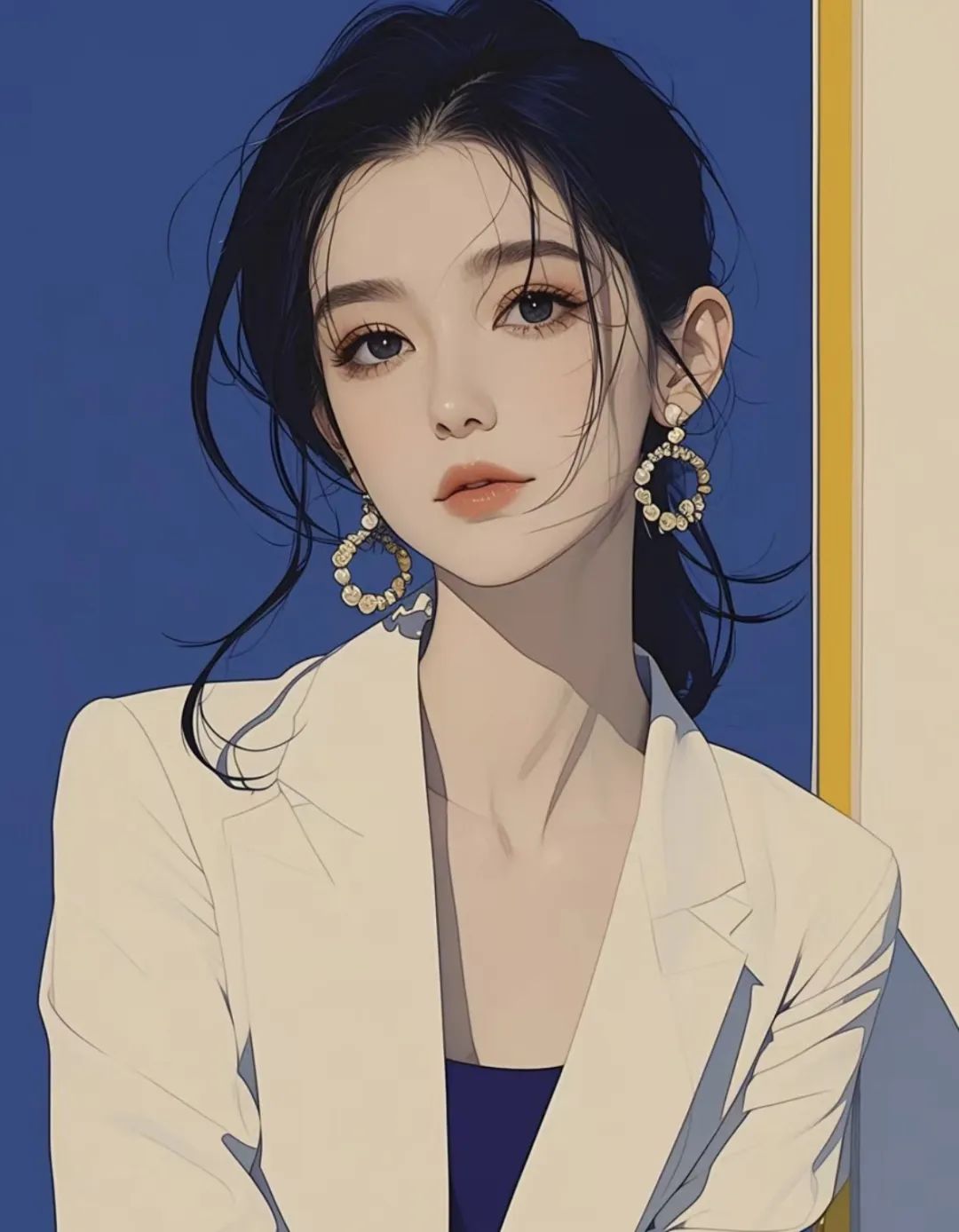 长发西装女生头像 - 炫图天下