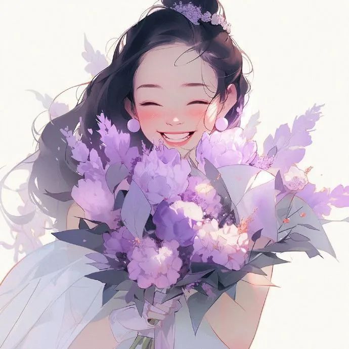 治愈系抱花女生头像 - 炫图天下
