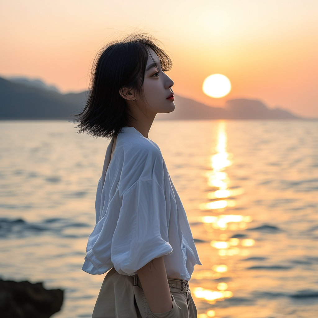 WeChat女生头像/阳光下的侧面女头 - 炫图天下