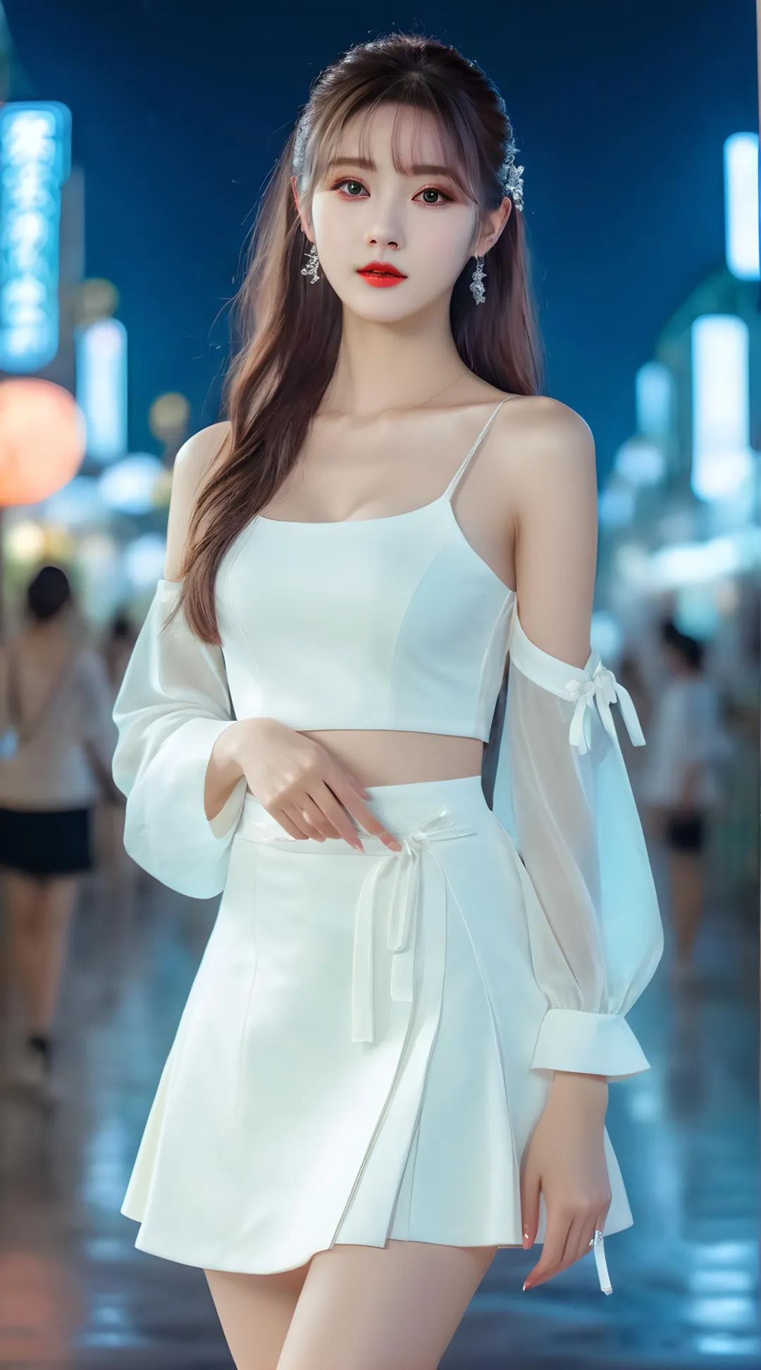 白色短裙美少女高清壁纸 - 炫图天下