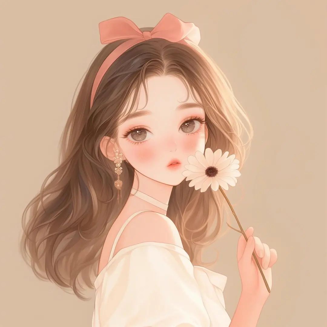 红色蝴蝶结长发女生头像 - 炫图天下