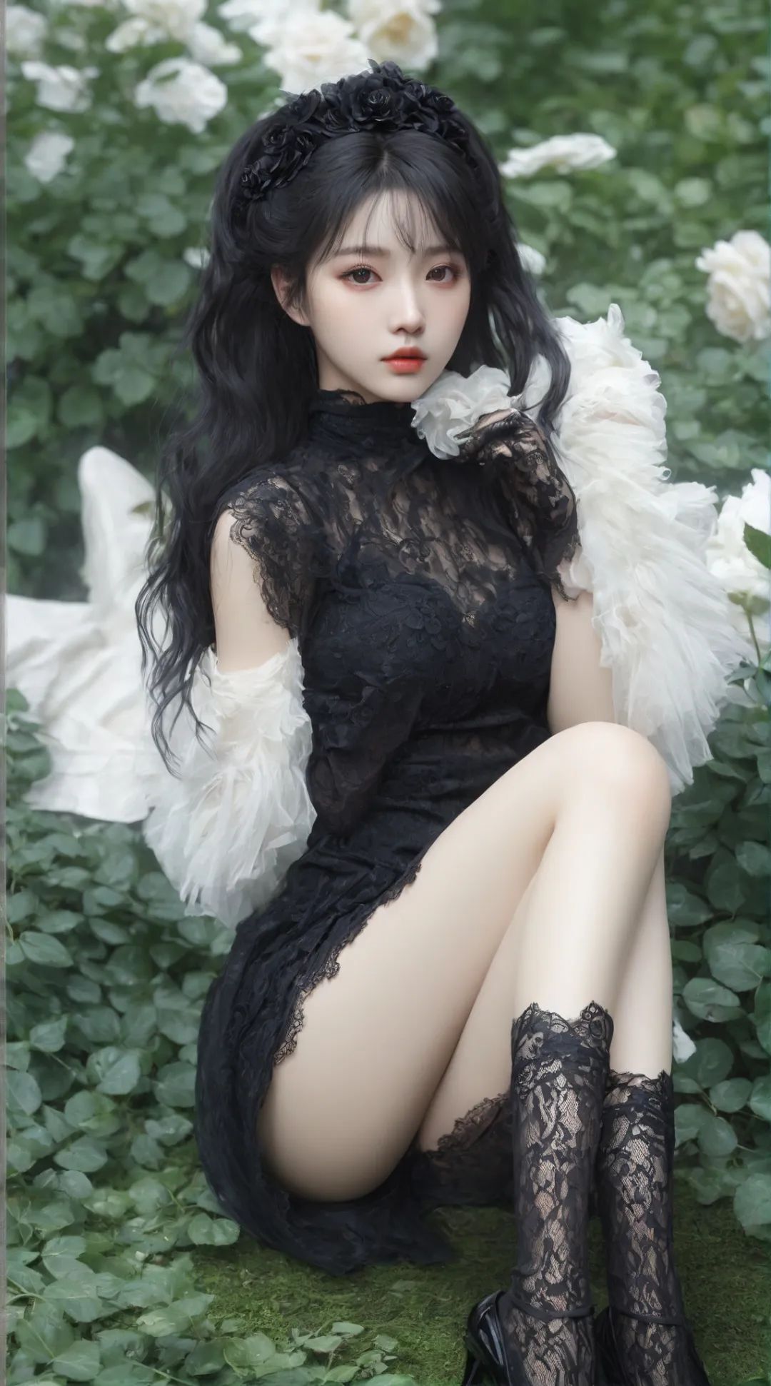 甜美性感黑色蕾丝短裙美女高清壁纸 - 炫图天下