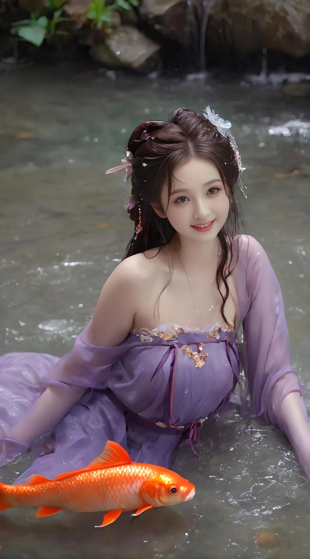 美女高清壁纸，仙女沐浴 - 炫图天下