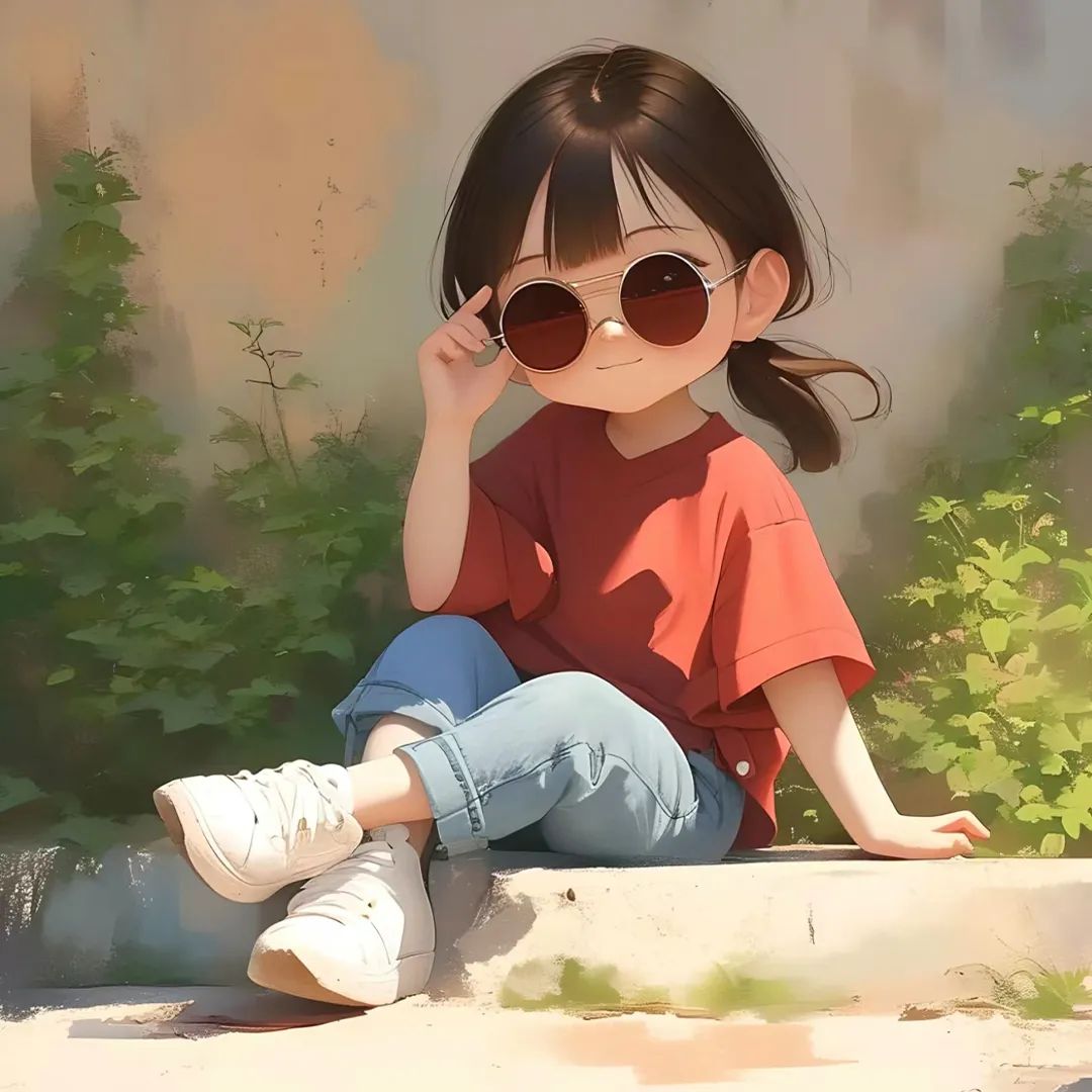 戴墨镜小女孩头像 - 炫图天下