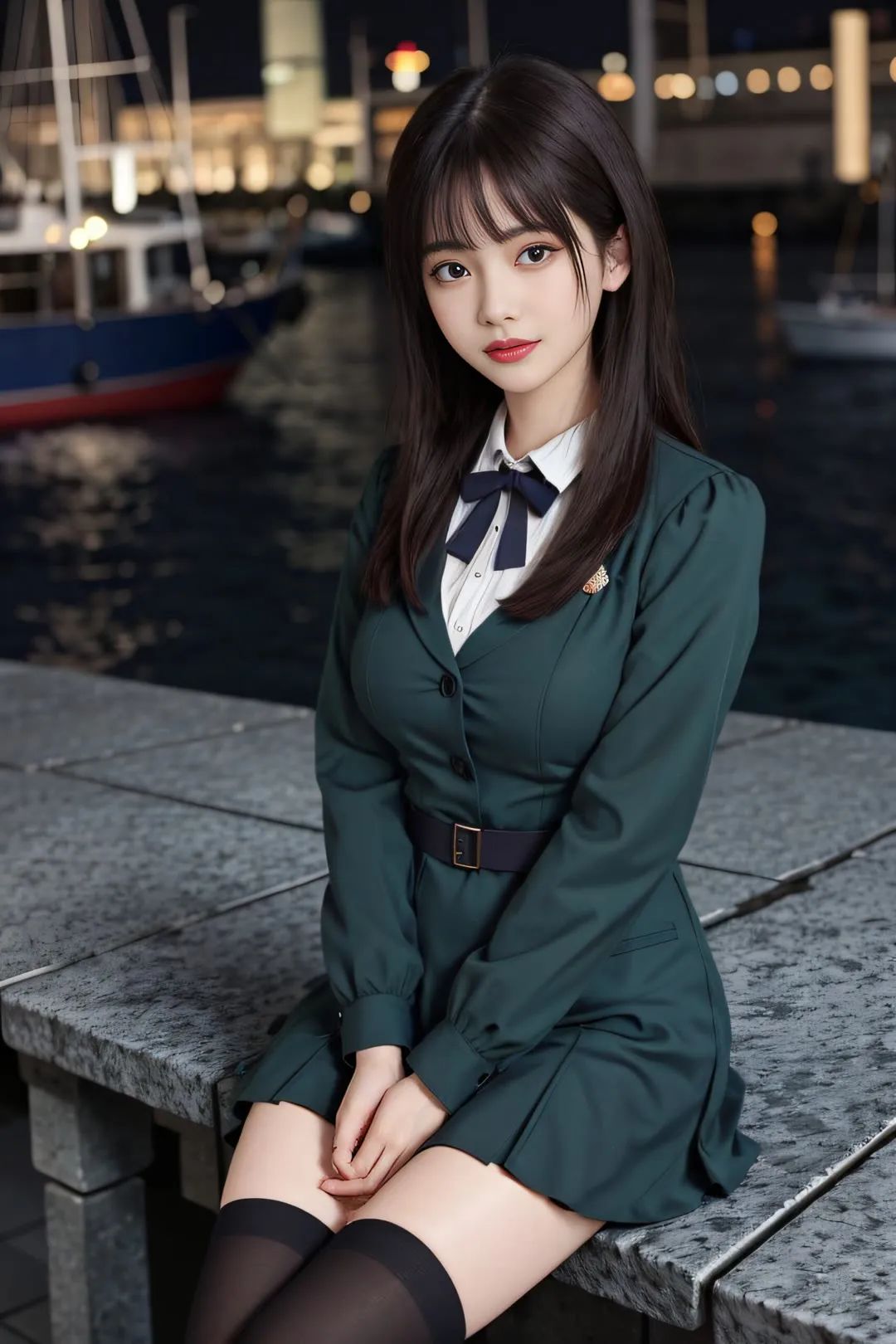 美图壁纸：韩系jk制服，黑丝短裙 - 炫图天下