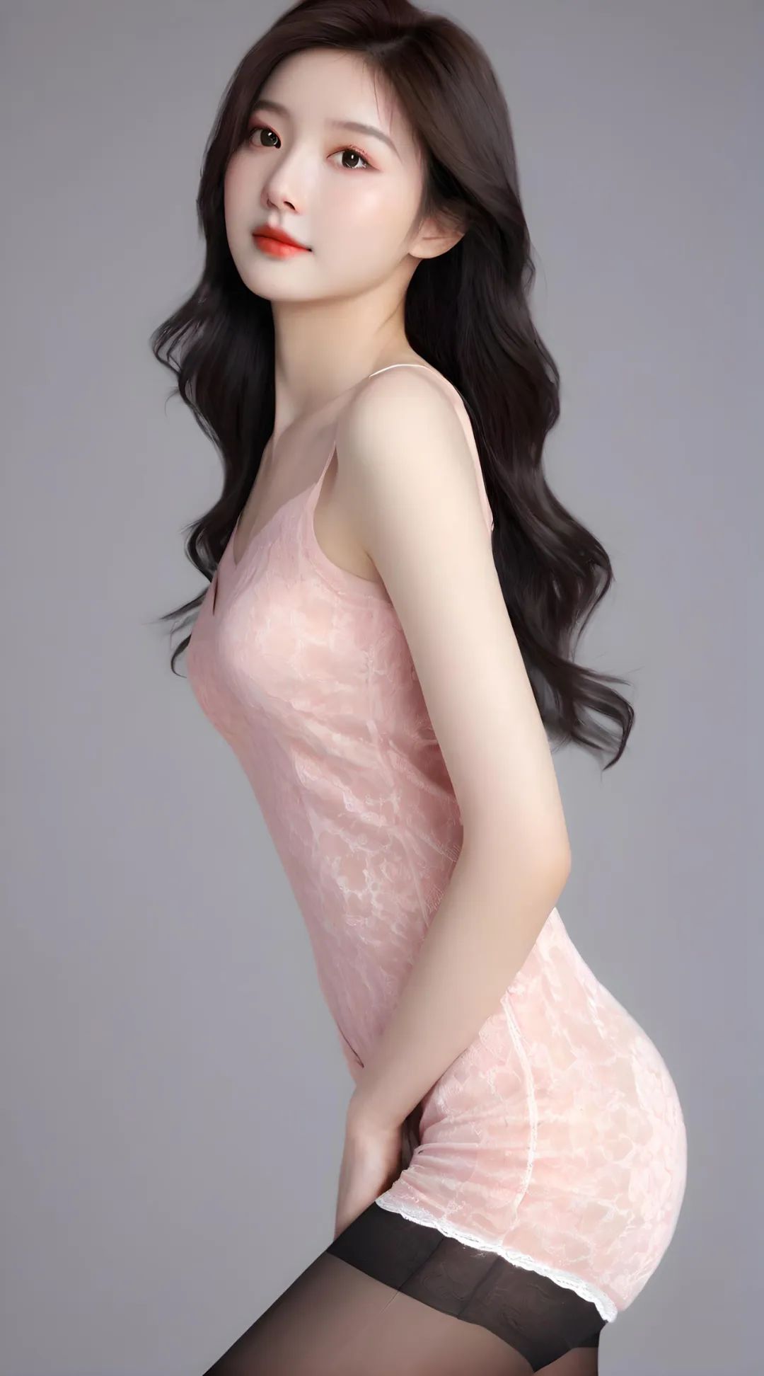 完美身材美女壁纸，粉色紧身短裤+丝袜 - 炫图天下
