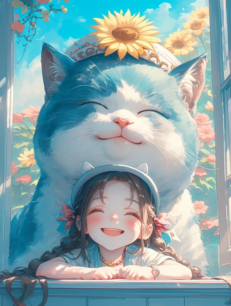 温暖治愈的猫猫女孩头像 - 炫图天下
