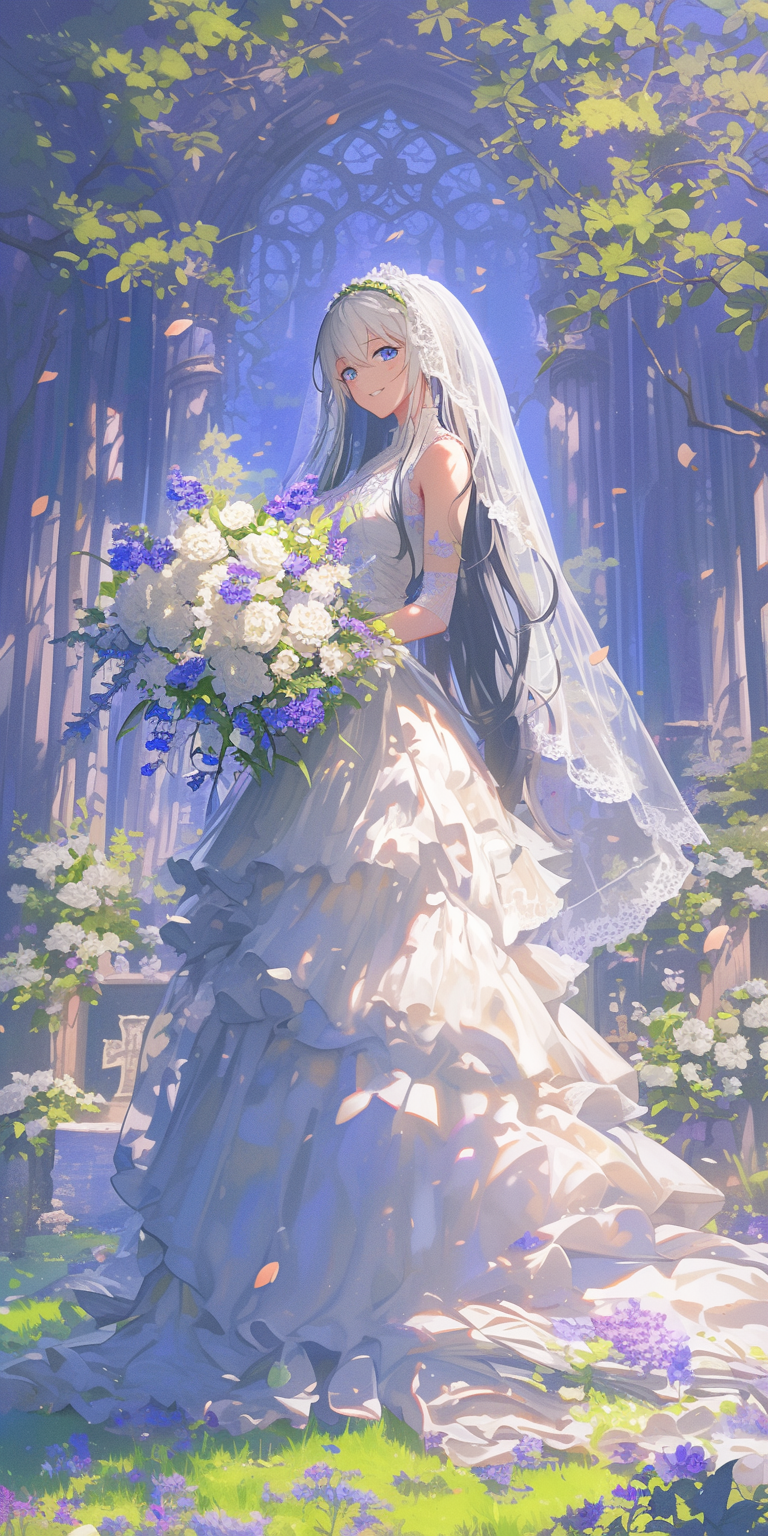 手捧花婚纱少女壁纸 - 炫图天下