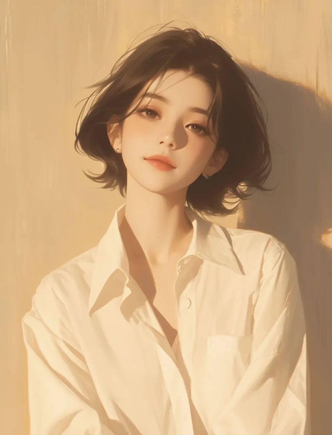 白衬衣短发女生头像 - 炫图天下