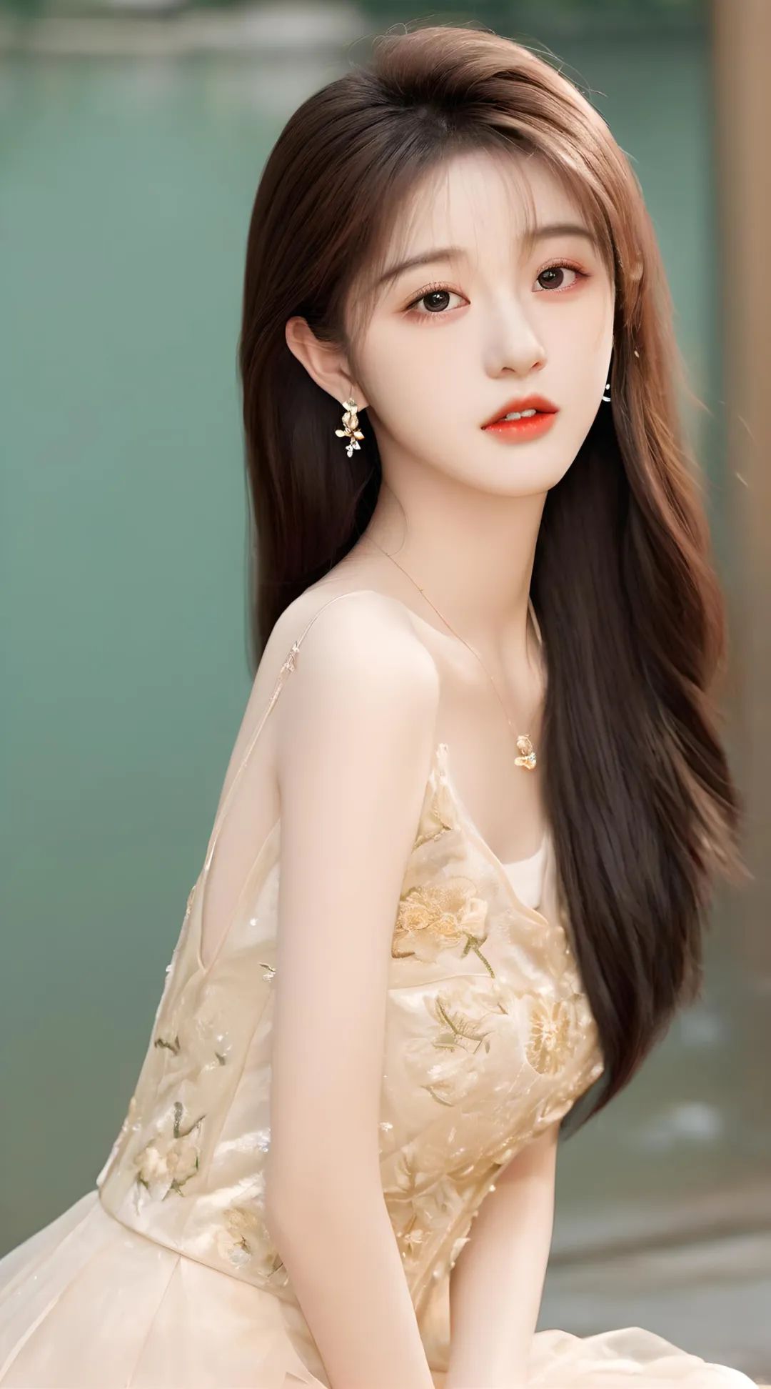 真丝绣花裙唯美性感美女高清壁纸 - 炫图天下