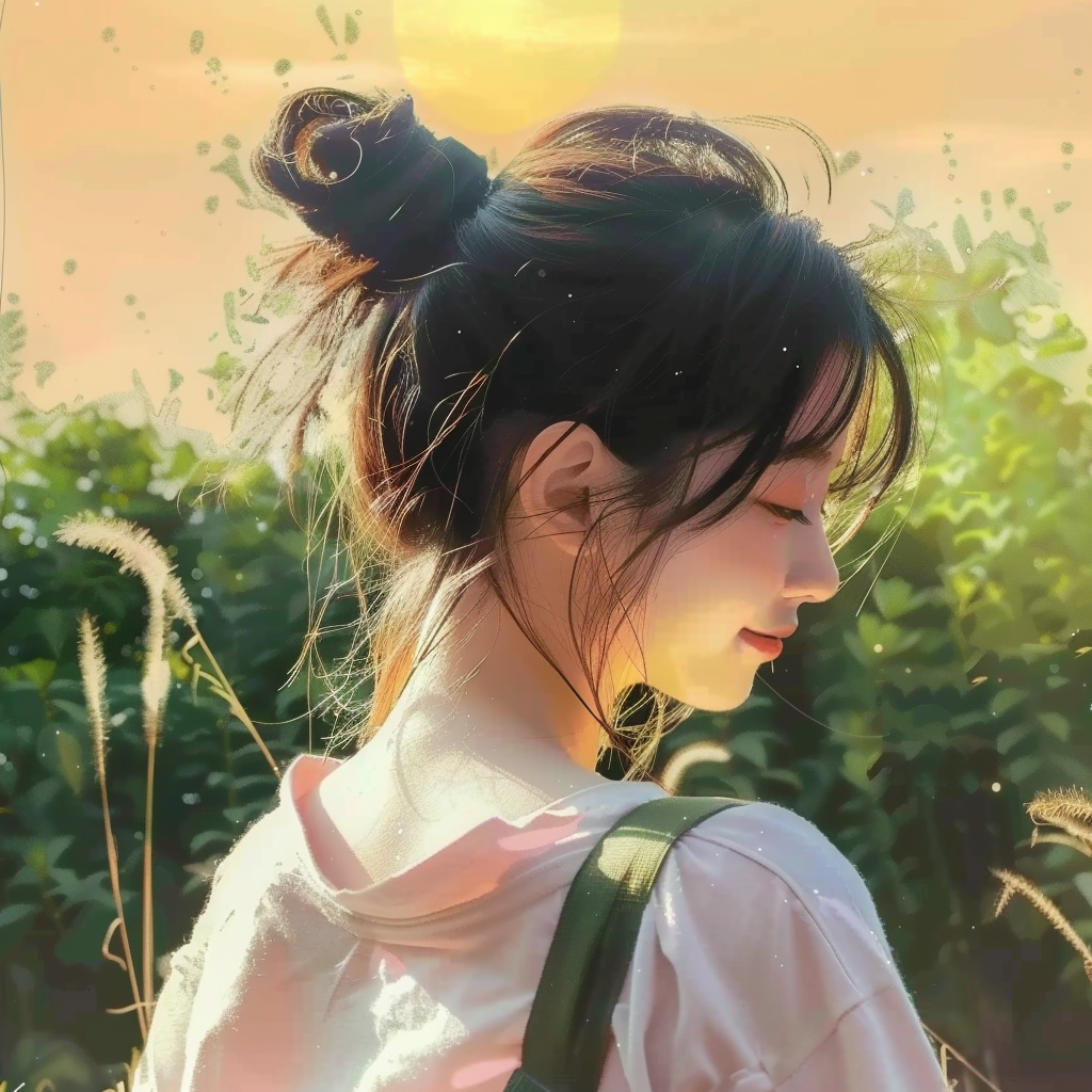 WeChat女生头像 | 日出映照侧影女头 - 炫图天下