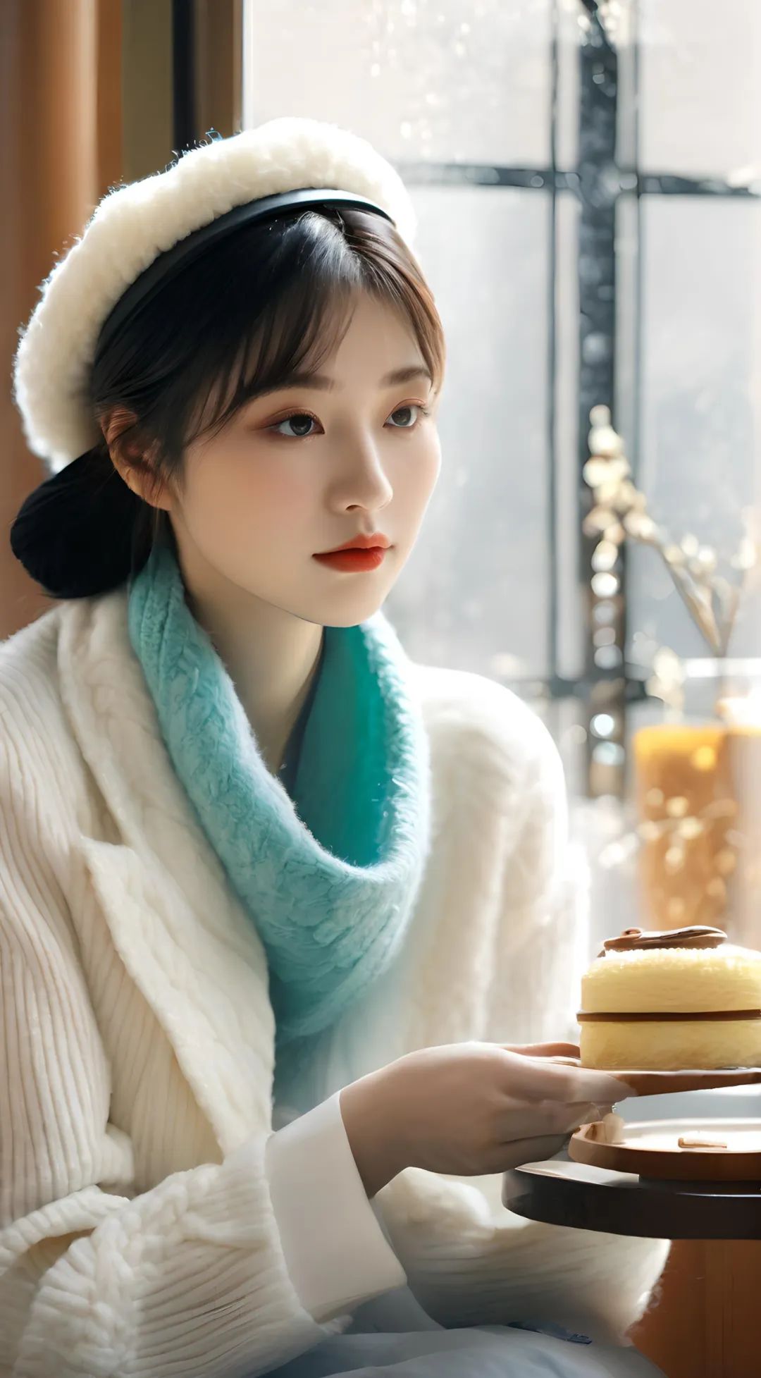 毛茸茸大衣美女高清壁纸 - 炫图天下