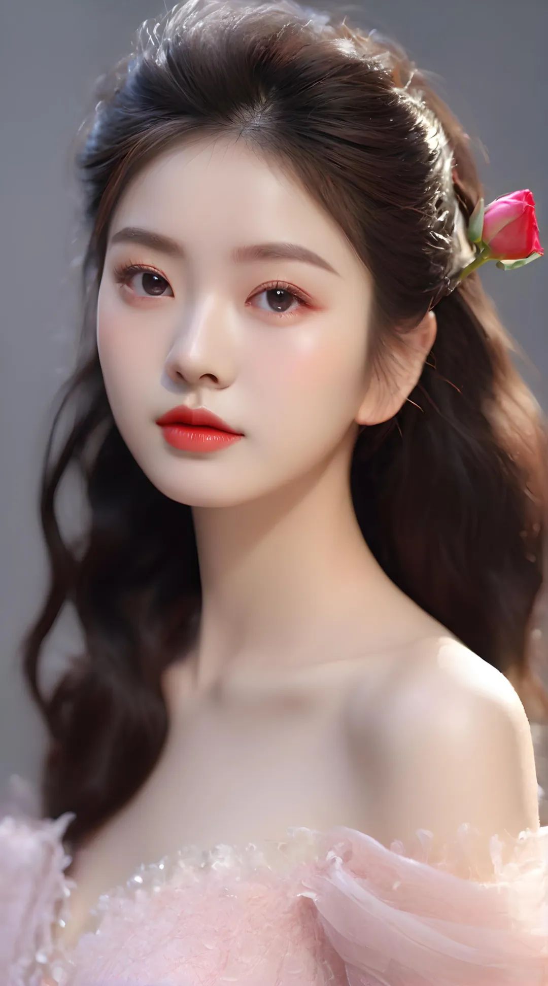 高清少女壁纸，粉红色连衣裙美女写真 - 炫图天下