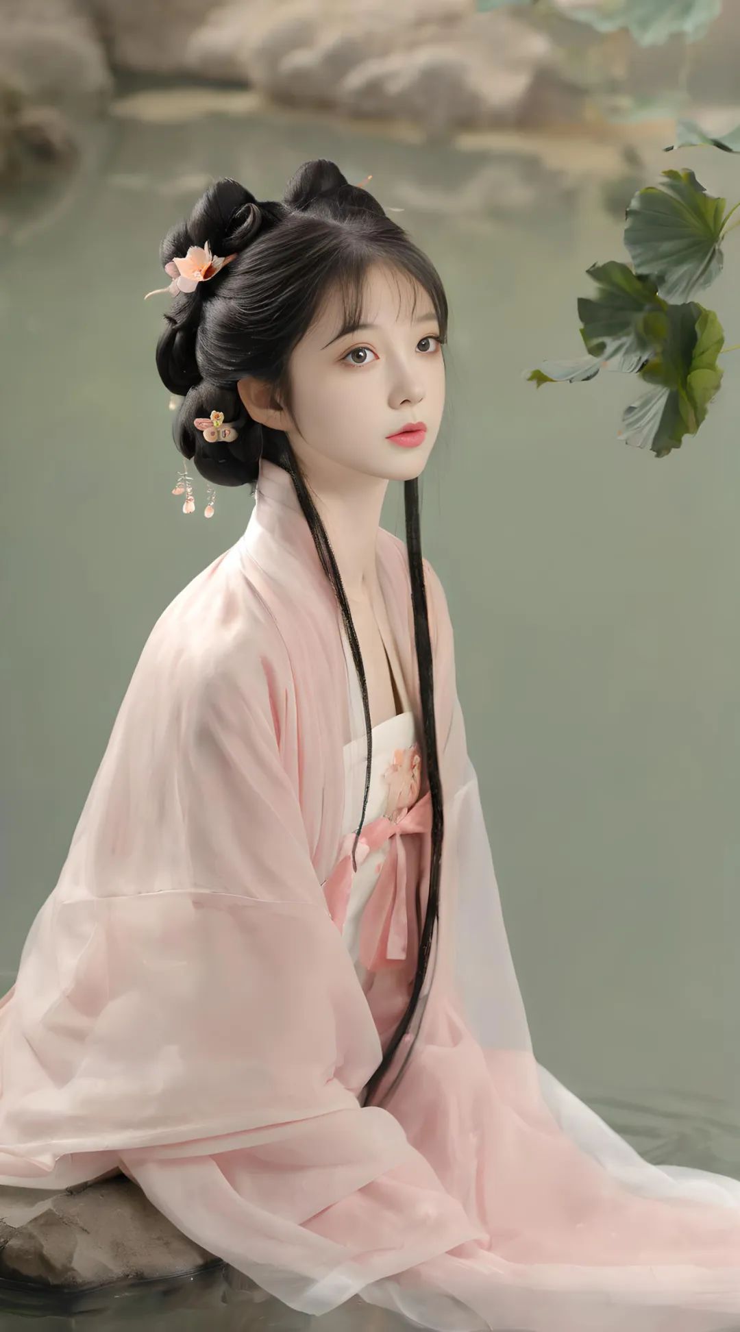 AI美女 | 初夏荷韵：汉服古风女孩轻舞荷花间 美得如诗如画 - 炫图天下