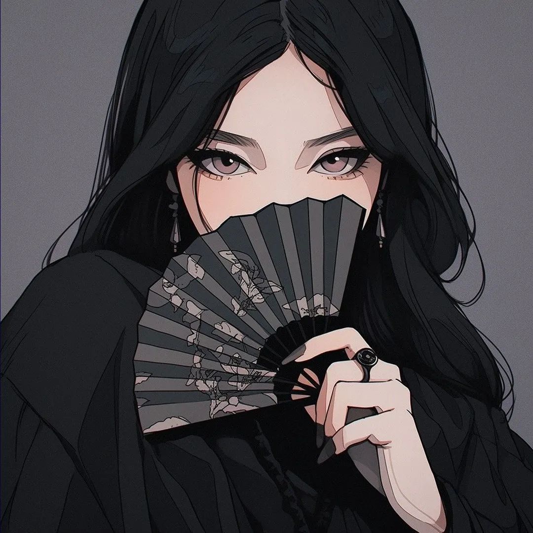 又酷又飒拿扇子的女生头像 - 炫图天下