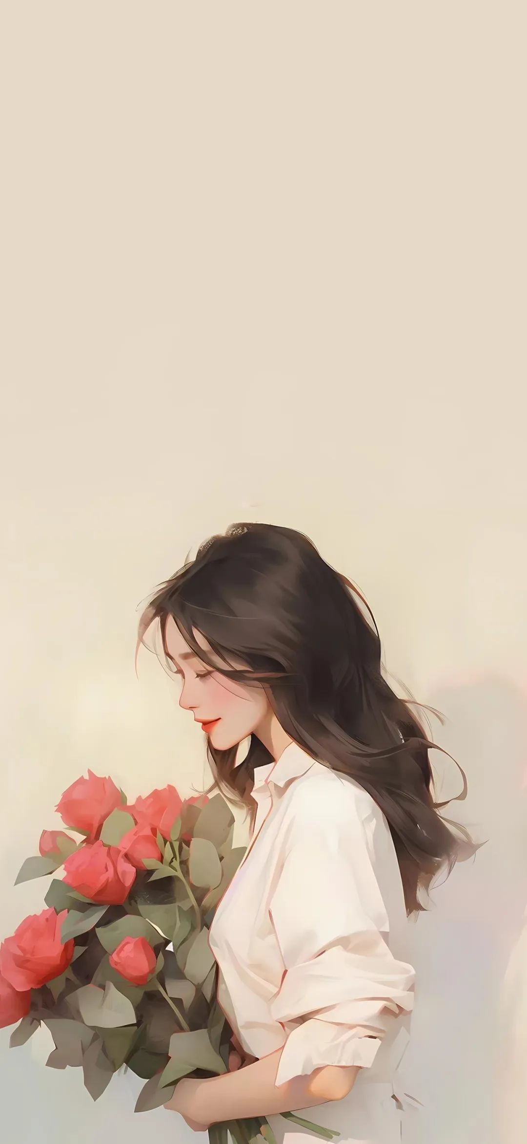 唯美治愈捧花女生壁纸 - 炫图天下