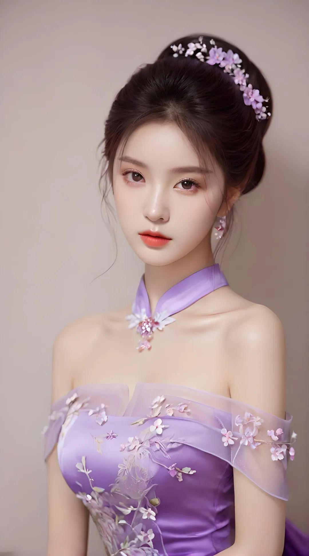 ai紫色旗袍美女，温香艳玉，曼妙多姿 - 炫图天下