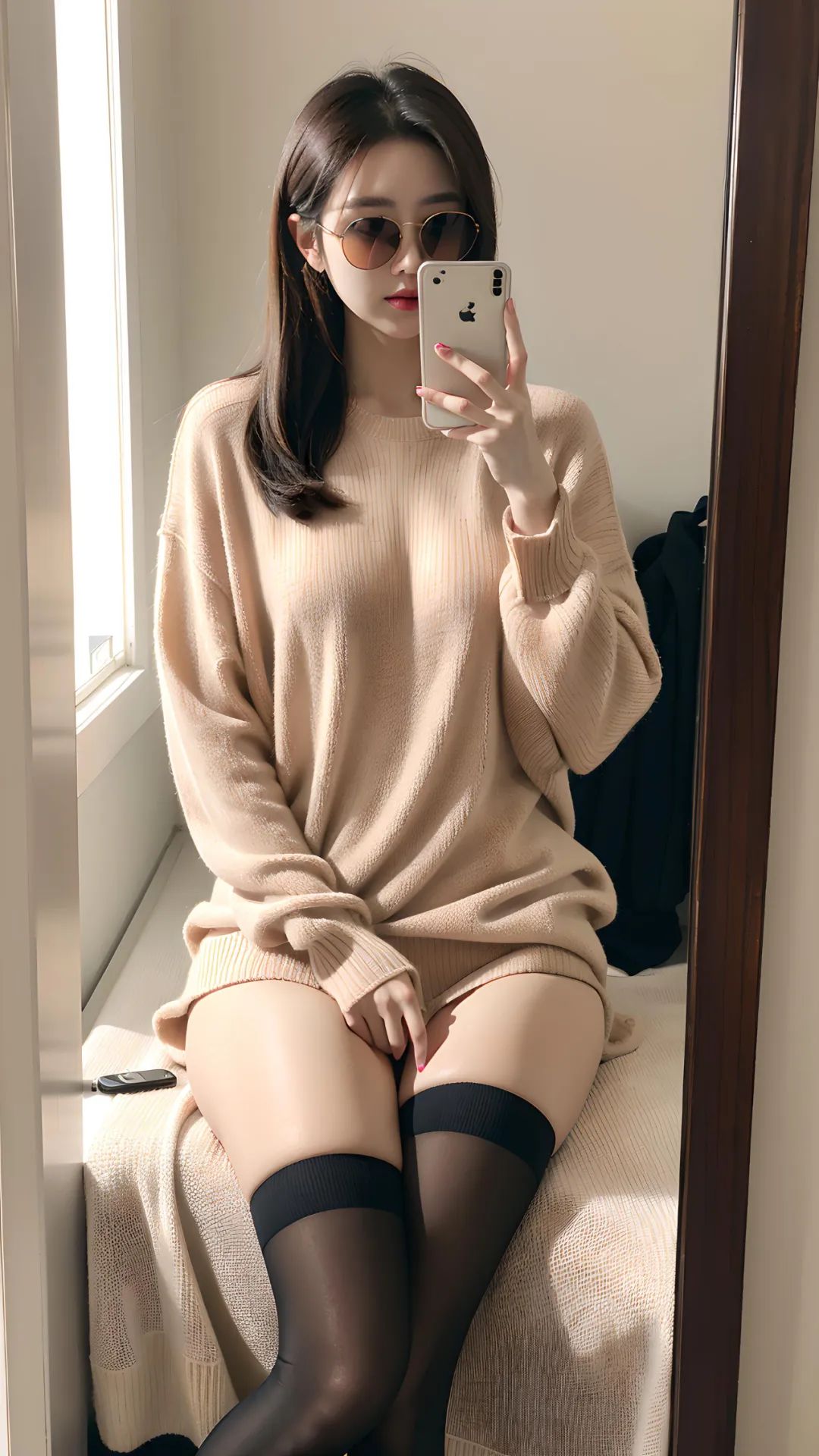 AI美女 | 性感自拍，长腿+丝袜 - 炫图天下