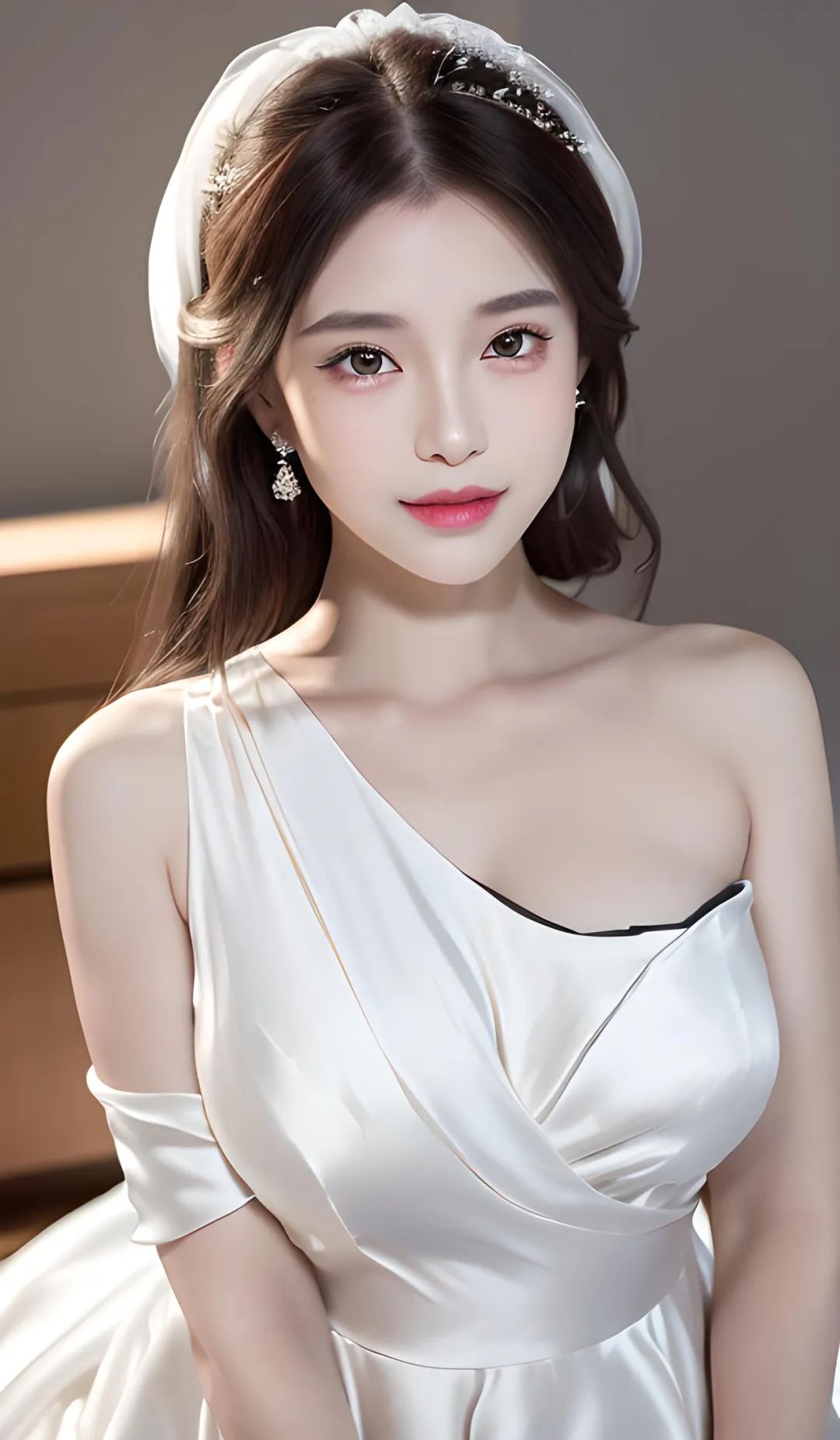 红唇小嘴美女高清壁纸，丝绸礼服写真 - 炫图天下