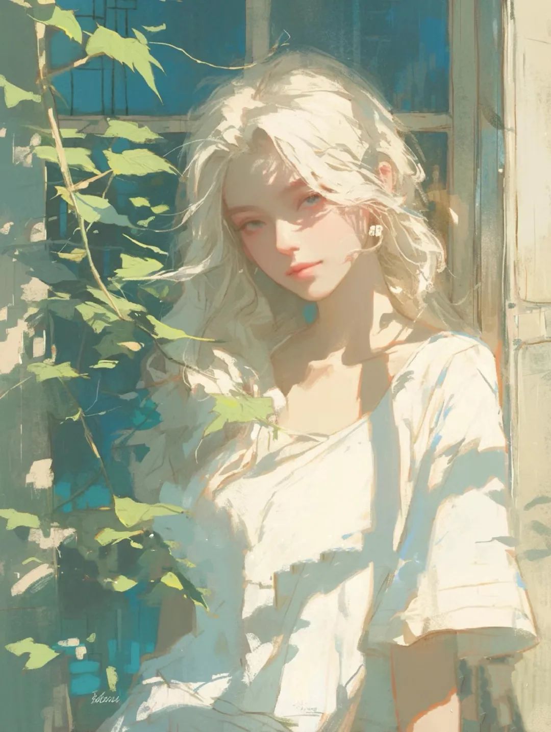 树影斑驳下的少女头像 - 炫图天下