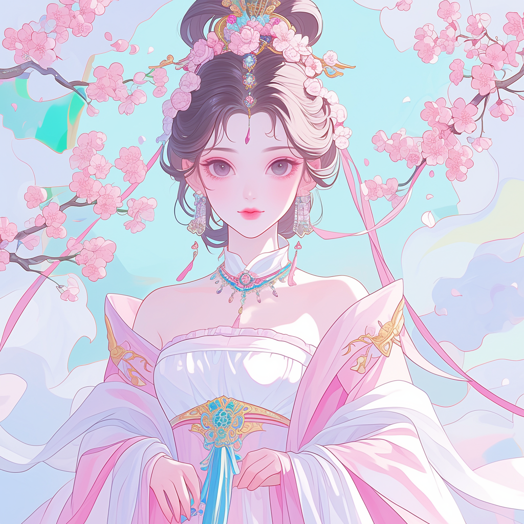 面若桃花的甜美少女头像 - 炫图天下