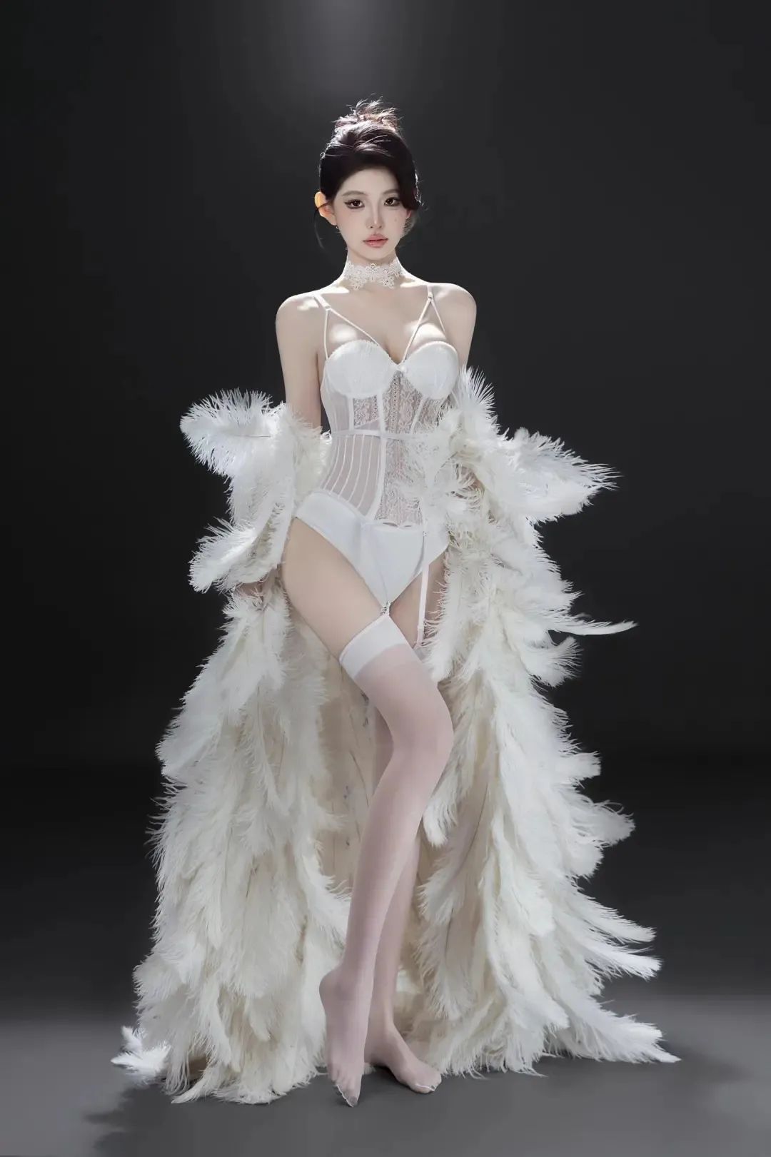 御姐羽衣白衣美腿写真 - 炫图天下