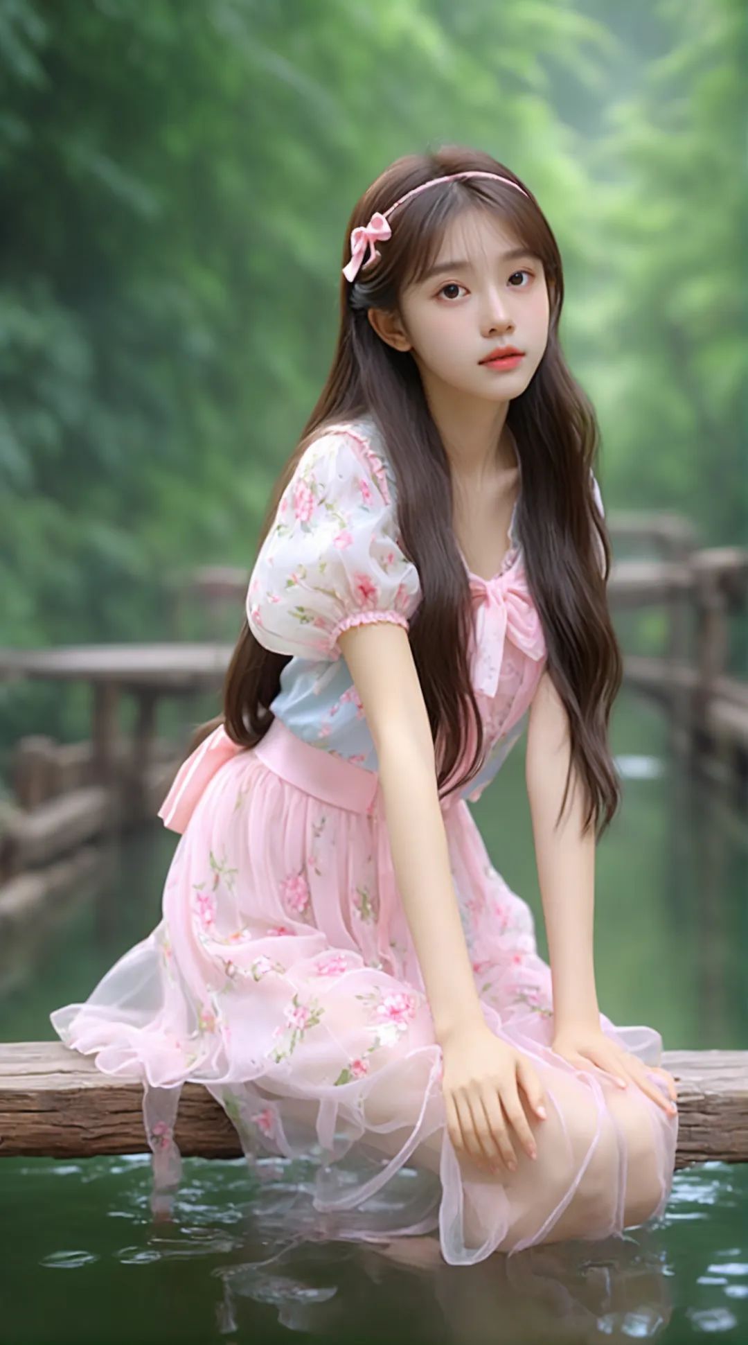 河边戏水美女高清壁纸 - 炫图天下