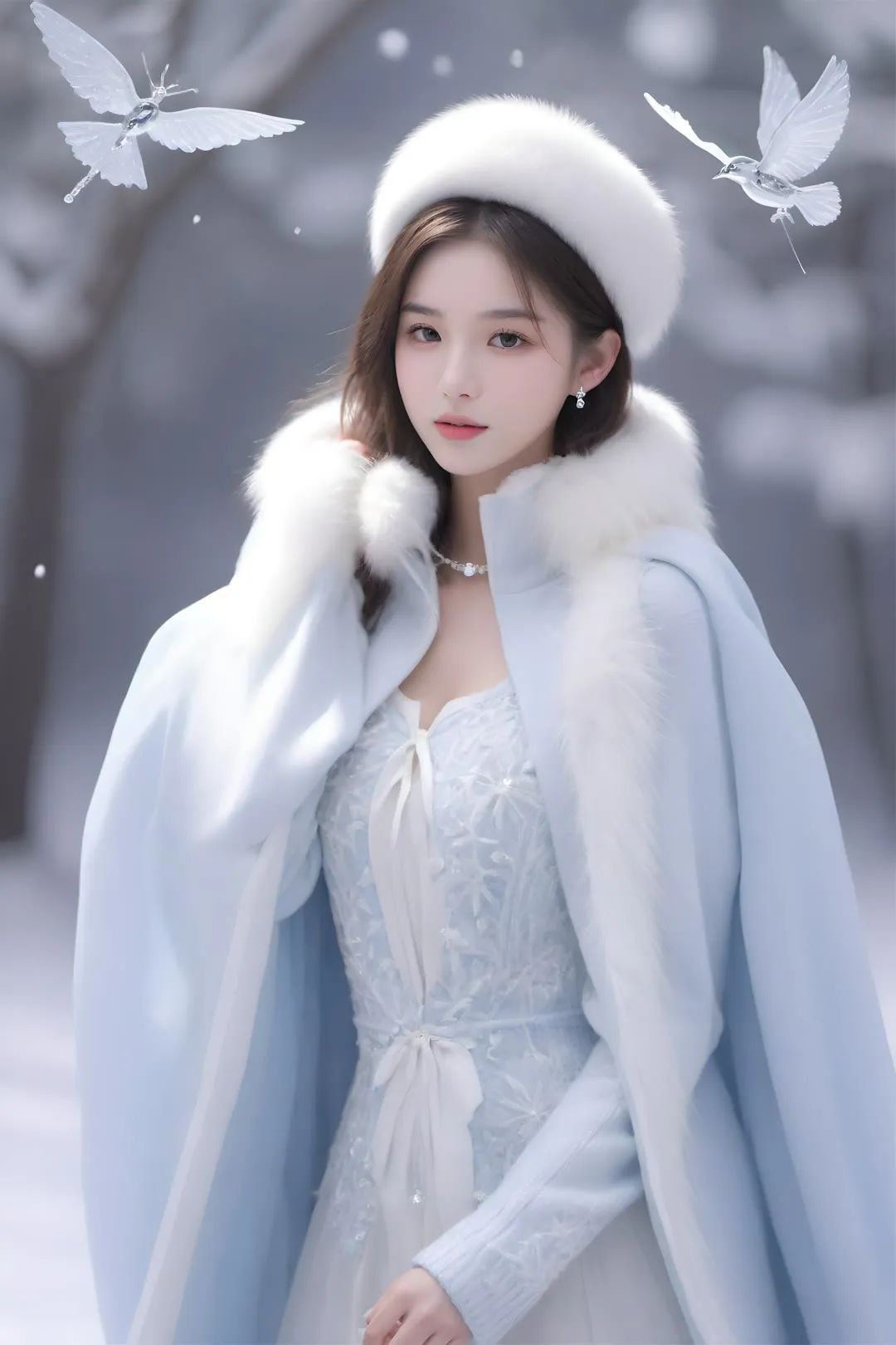 白雪皑皑，少女倩影：人生是一趟单程车，一路向前永不回头 - 炫图天下